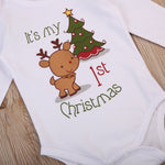 Baby Christmas Reindeer Romper | Long Sleeve Holiday Onesie-Aristo Baby