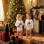 Baby Christmas Reindeer Romper | Long Sleeve Holiday Onesie-Aristo Baby