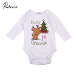 Baby Christmas Reindeer Romper | Long Sleeve Holiday Onesie-Aristo Baby