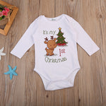Baby Christmas Reindeer Romper | Long Sleeve Holiday Onesie-Aristo Baby