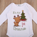 Baby Christmas Reindeer Romper | Long Sleeve Holiday Onesie-Aristo Baby