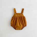 Baby Girl Brown Embrodiered Romper | Mix & Match-Aristo Baby