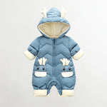 Deer Detailed Hooded Thickened Romper | Winter Snowsuit - Aristo Baby