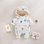 Plush Snowsuit | Thick & Hooded Romper and Matching Booties - Aristo Baby