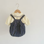 2-Piece Outfit Set – Strap Romper & Embroidered Cotton Top - Aristo Baby