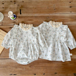 Autumn Outfit Floral Romper - Lace Dress Top - Aristo Baby