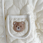 Baby Warm Thick Long Sleeve Bear Detailed White Romper - Aristo Baby