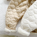 Baby Warm Thick Long Sleeve Bear Detailed White Romper - Aristo Baby