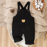 Baby Black Overalls with Bear Detail