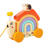 Wooden Rainbow Snail Tractor – Color Learning Pull Toy - Aristo Baby