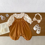 Embrodiered Romper - Overall & Floral Top | Mix & Match-Aristo Baby