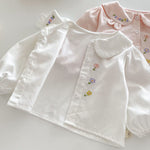 baby girls Floral embroidered shirt pink and white
