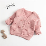 Knitted Cardigan | Winter Cotton Sweater with Pom Dots-Aristo Baby