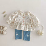 Korean Style Floral Dress & Shirt | Cotton Princess Outfit - Aristo Baby