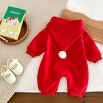 Merry Christmas Hooded Baby Romper - Holiday Jumpsuit-Aristo Baby