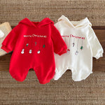 Merry Christmas Hooded Baby Romper - Holiday Jumpsuit-Aristo Baby