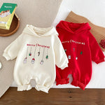 Merry Christmas Hooded Baby Romper - Holiday Jumpsuit-Aristo Baby