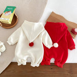 Merry Christmas Hooded Baby Romper - Holiday Jumpsuit-Aristo Baby