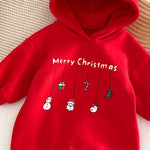 Merry Christmas Hooded Baby Romper - Holiday Jumpsuit-Aristo Baby