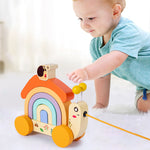 Wooden Rainbow Snail Tractor – Color Learning Pull Toy - Aristo Baby