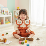 Orange Romper with Floral Embroidered Collar - Aristo Baby