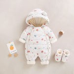 Plush Snowsuit | Thick & Hooded Romper and Matching Booties - Aristo Baby