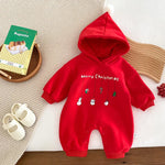 Merry Christmas Hooded Baby Romper - Holiday Jumpsuit-Aristo Baby