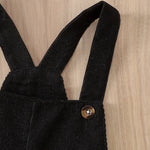 Unisex Corduroy Bear Baby Dungarees Black