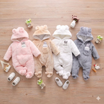 Baby Winter Bunny Detailed Snowsuit | Hooded Warm Fleece Romper-Aristo Baby
