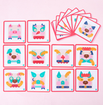 Wooden animal puzzle blocks with creative face changing design cards