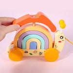 Wooden Rainbow Snail Tractor – Color Learning Pull Toy - Aristo Baby
