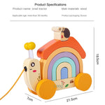 montessori Wooden rainbow snail tractor