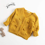 Knitted Cardigan | Winter Cotton Sweater with Pom Dots-Aristo Baby