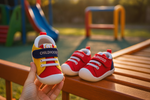 Baby sneakers on playground