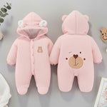 Bear Detailed Hooded Fleece Onesie | Warm Winter Jumpsuit - Aristo Baby
