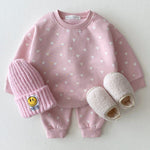 2-Piece Heart Printed Cotton Sweater and Pants Set - Aristo Baby