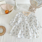 Autumn Outfit Floral Romper - Lace Dress Top - Aristo Baby