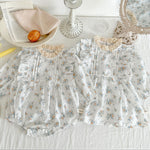 Autumn Outfit Floral Romper - Lace Dress Top - Aristo Baby