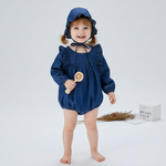 Baby Girl Navy Denim Romper - Aristo Baby