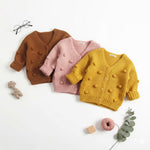 Knitted Cardigan | Winter Cotton Sweater with Pom Dots-Aristo Baby