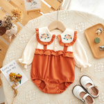 baby girl orange_romper flower detailed