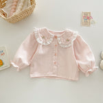 baby girl pink and white embrodiered long sleeve top