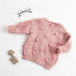 Knitted Cardigan | Winter Cotton Sweater with Pom Dots-Aristo Baby