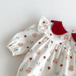 Bunny and Floral Romper with Red Collar - Aristo Baby