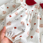 Bunny and Floral Romper with Red Collar - Aristo Baby