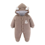 Bear Detailed Hooded Fleece Onesie | Warm Winter Jumpsuit - Aristo Baby