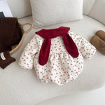 Korean Style Thick Velvet Bunny Ear Detailed Romper - Aristo Baby