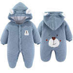 Bear Detailed Hooded Fleece Onesie | Warm Winter Jumpsuit - Aristo Baby