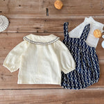 2-Piece Outfit Set – Strap Romper & Embroidered Cotton Top - Aristo Baby