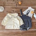 2-Piece Outfit Set – Strap Romper & Embroidered Cotton Top - Aristo Baby